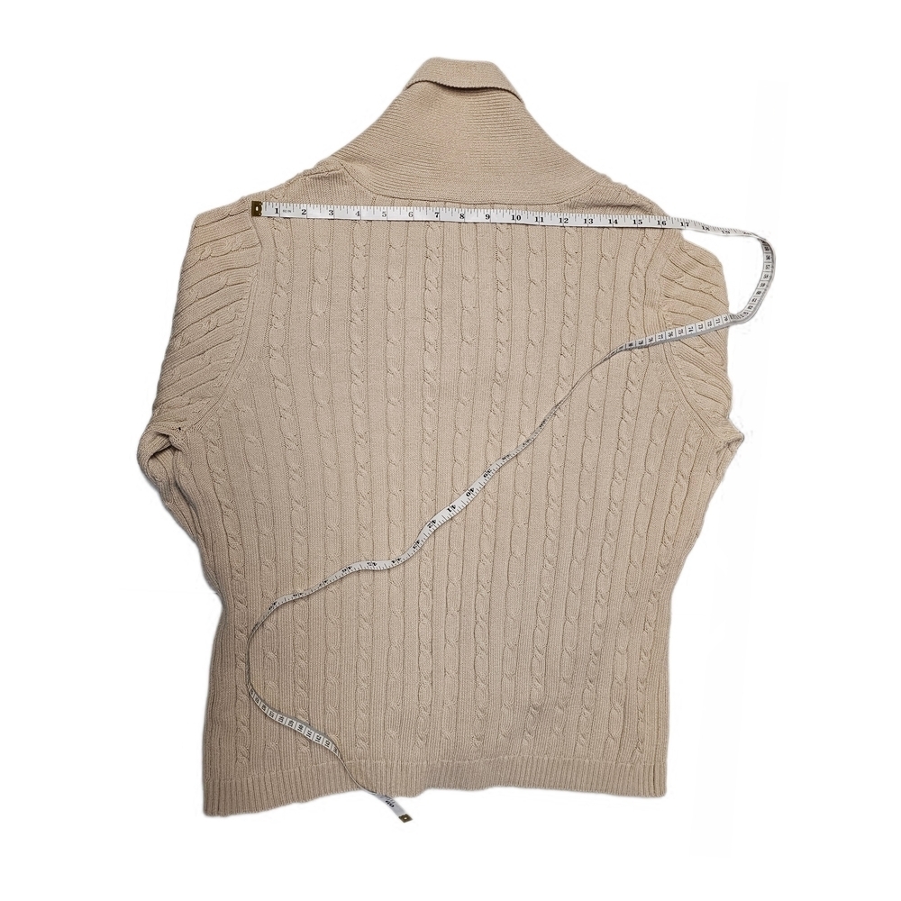 Charter Club Shawl Collar Cable Knit Pullover Sweater Beige Long Sleeve Cotton - Picture 9 of 14